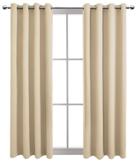 comet 隔熱遮光打孔式窗簾 附窗簾綁帶, 米色