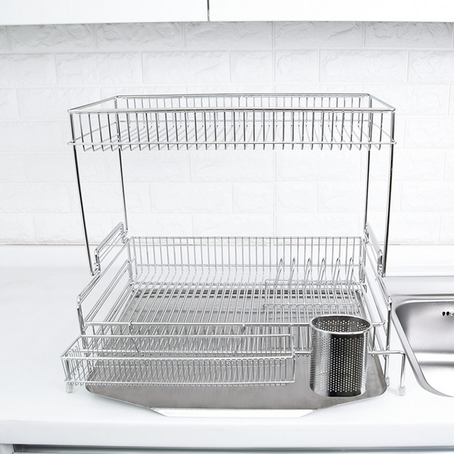 4BNK 올스텐 확장형 식기건조대 특대, 2단, 실버, 1개