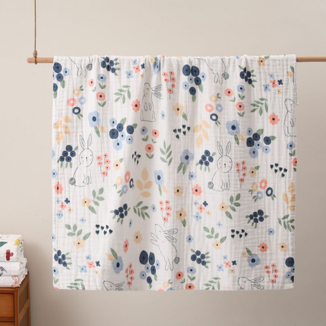 스파지오엘 베이비 유아용 6중 거즈 블랭킷, 봄토끼