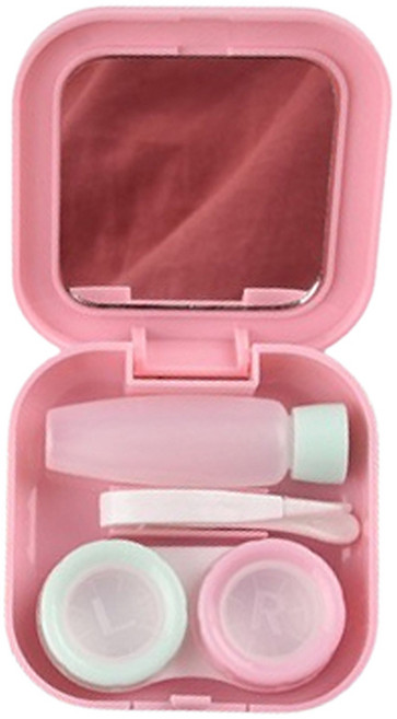 헬씨닷 깔끔 사각 칼라 렌즈통, 핑크, 1개