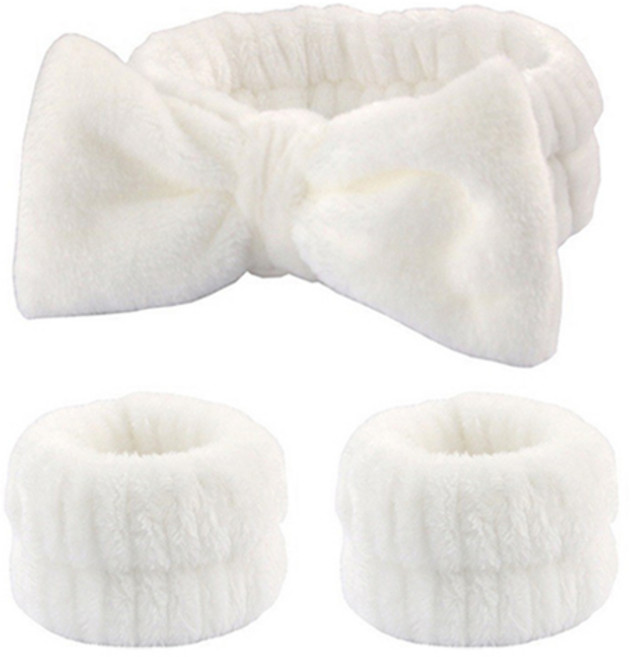 포에버빈 리본 세안밴드 세트, 1개, 화이트