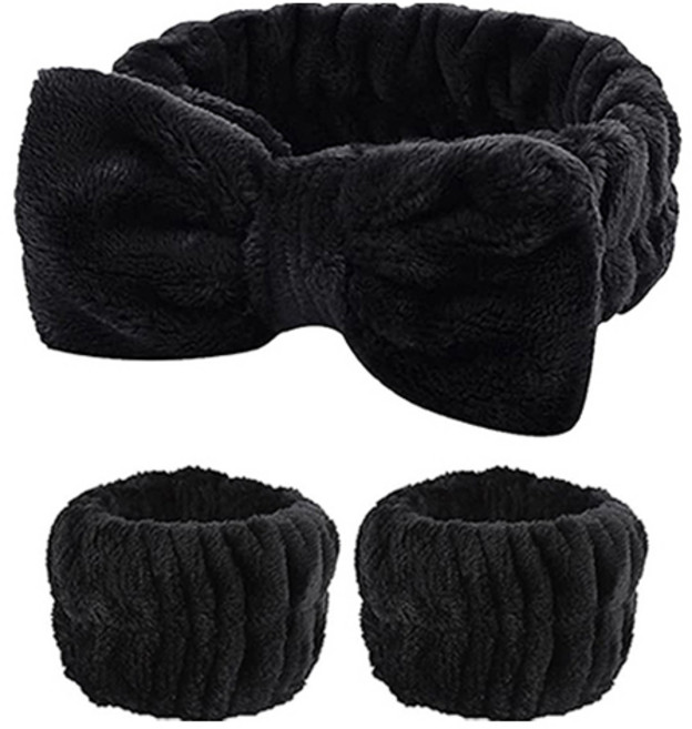 포에버빈 리본 세안밴드 세트, 1개, 블랙