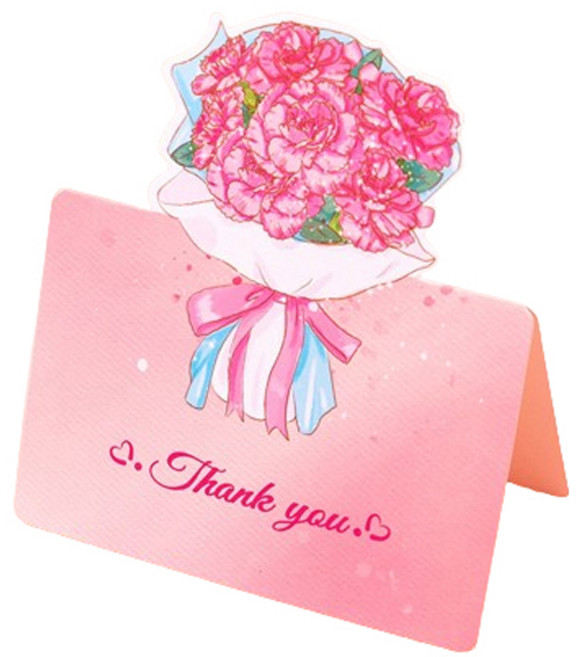 Maket Gamseong 立體花束迷你卡片, 康乃馨 感謝, 100個