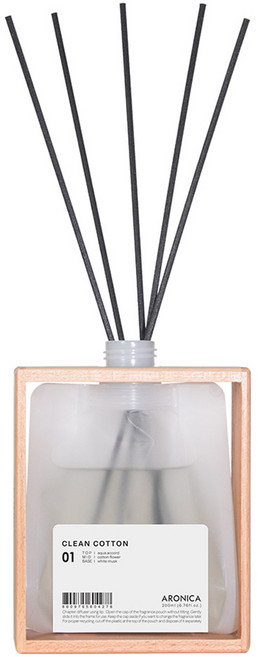 아로니카 내츄럴 우드 코팅 프레임 챕터 디퓨저 본품, 클린코튼, 200ml, 1개