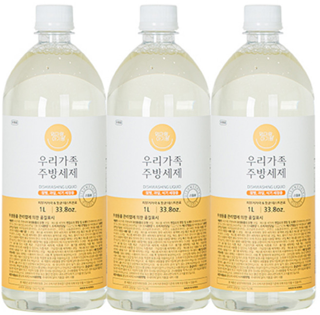 엄마랑아기랑 우리가족 주방세제 리필, 3개, 1L