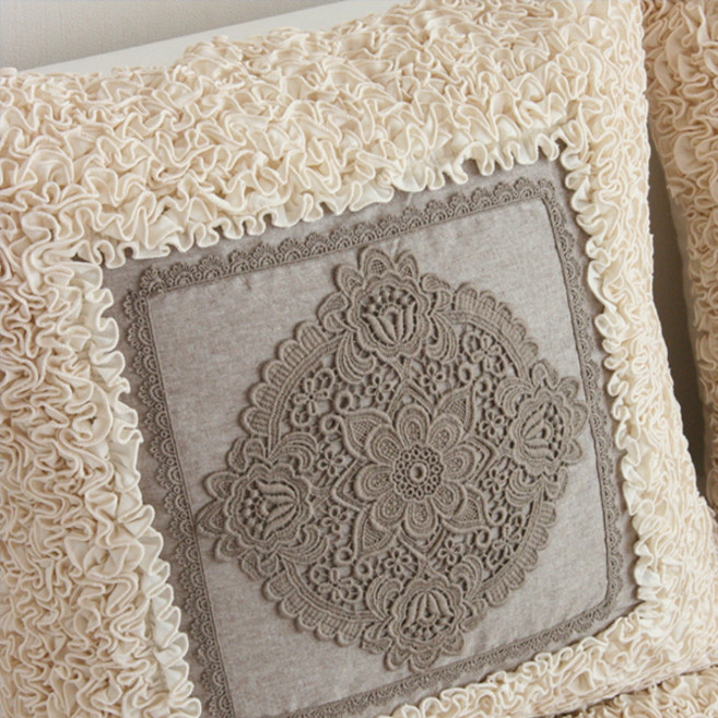 앤코튼 오트밀모티브 쿠션커버 솜포함, 베이지