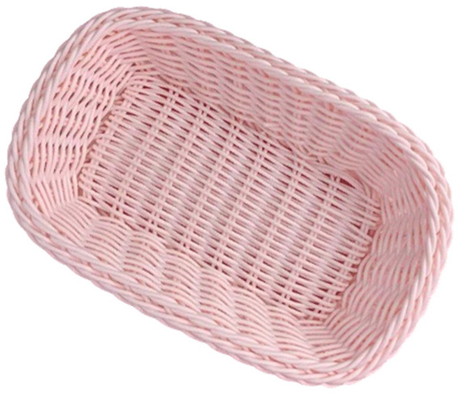 블럭마트 파스텔 라탄 바구니 사각모양, 핑크, 1개