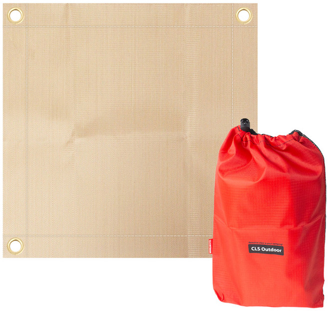 루아즈 캠핑 방염포 방염 매트 방열 시트S (파우치 포함), 베이지(시트), 1개