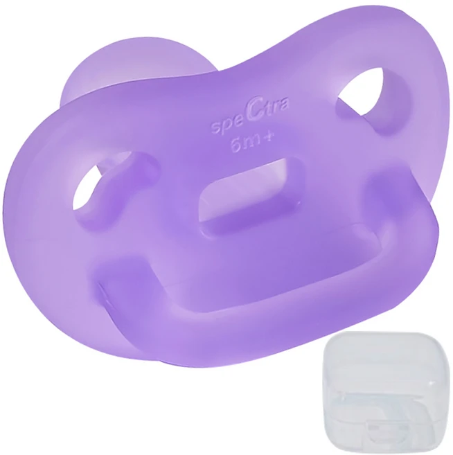스펙트라 유아용 소프트 올실리콘 쪽쪽이 + 케이스 세트, 0~6개월, 바이올렛, 1세트 - 쿠팡