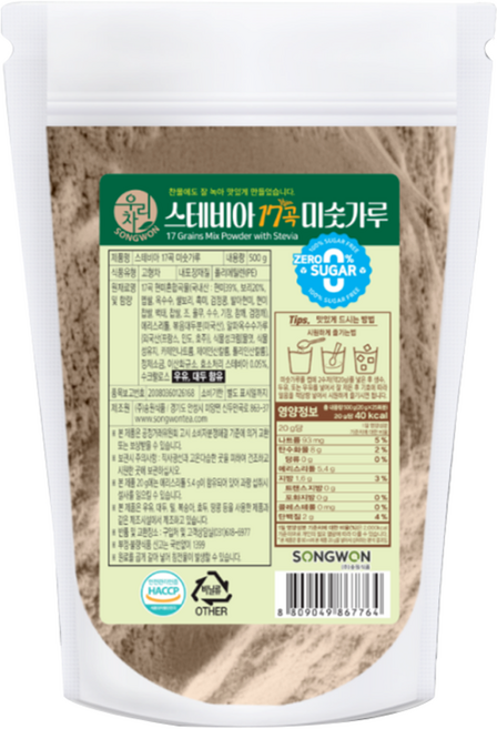 우리차 스테비아 17곡 미숫가루, 1개, 500g