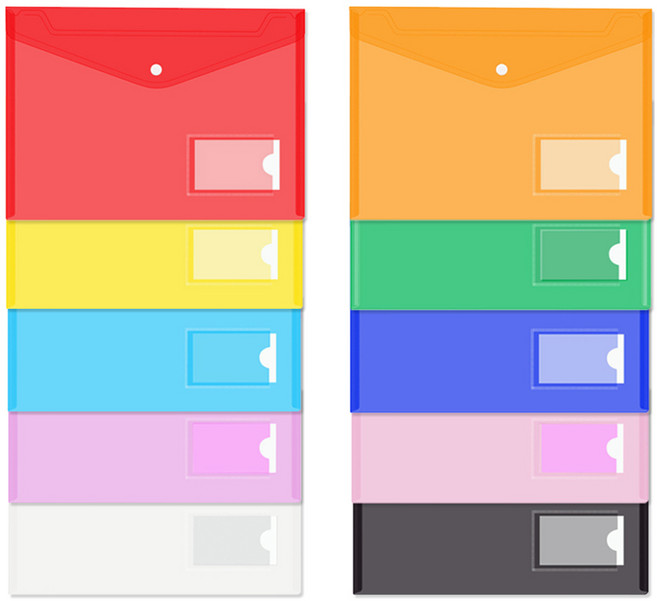 투코비 찍찍이버튼 A4 봉투화일 10종 세트, 혼합색상, 1세트