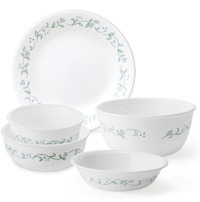 Corelle Brands 康寧餐具 鄉村風裁切玻璃 1人餐具組 5件, 混合色, 餐具 5件, 1套