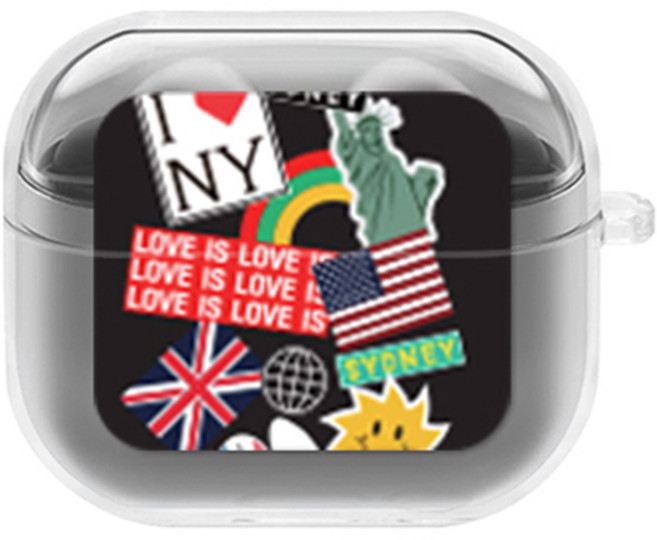 에잇클로드 유어픽 갤럭시 버즈3 / 버즈3프로 공용 일체형 클리어 하드 케이스, 블랙캐리어, 1개