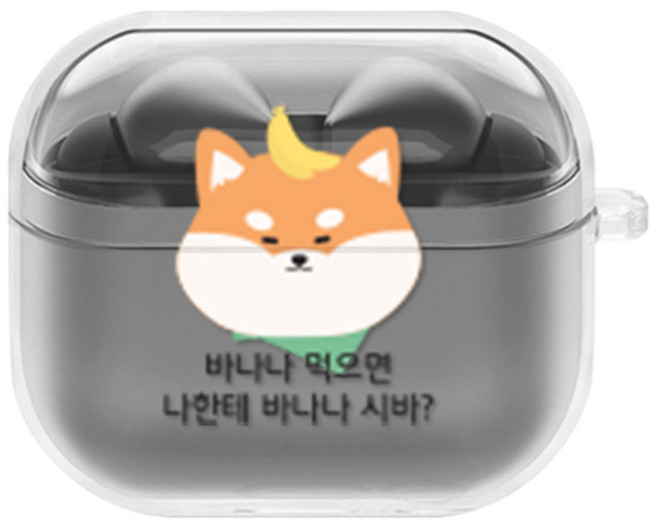 에잇클로드 센치무드 갤럭시 버즈3 / 버즈3프로 공용 일체형 클리어 하드 케이스, 바나나시바, 1개