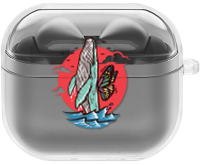 에잇클로드 유어픽 갤럭시 버즈3 / 버즈3프로 공용 일체형 클리어 하드 케이스, 웨일플라이레드, 1개