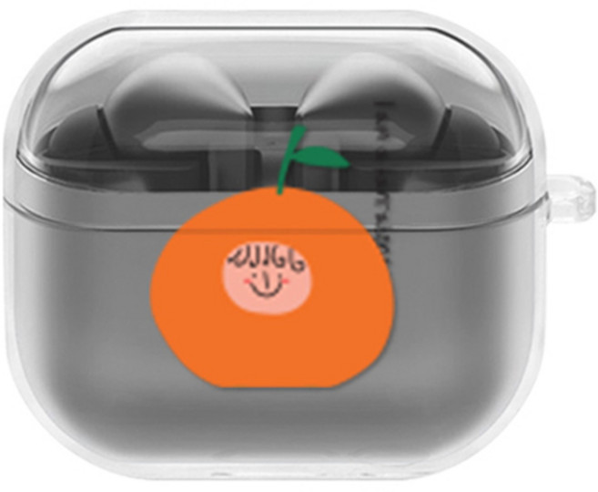 에잇클로드 유어픽 갤럭시 버즈3 / 버즈3프로 공용 일체형 클리어 하드 케이스, 아임한라봉, 1개