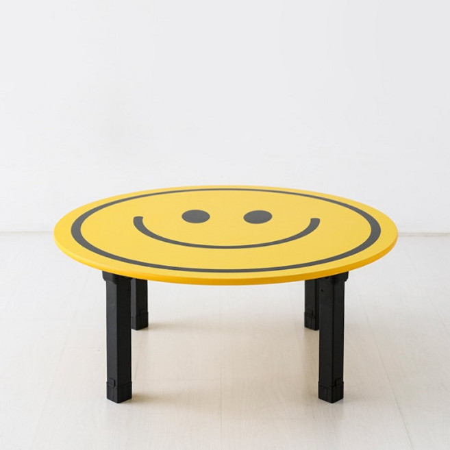 마켓비 HOMATO 좌식테이블 라운드 D80, 옐로우스마일