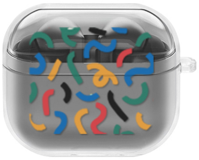 에잇클로드 센치무드 갤럭시 버즈3 / 버즈3프로 공용 일체형 클리어 하드 케이스, 꼬불컬러, 1개