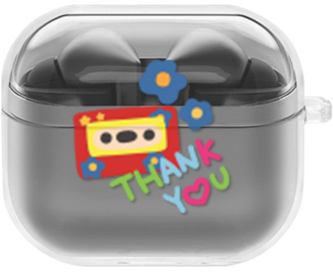 에잇클로드 큐티츄 일체형 클리어 하드 이어폰 케이스 갤럭시 버즈3 / 버즈3 프로, 레드테이프, 1개