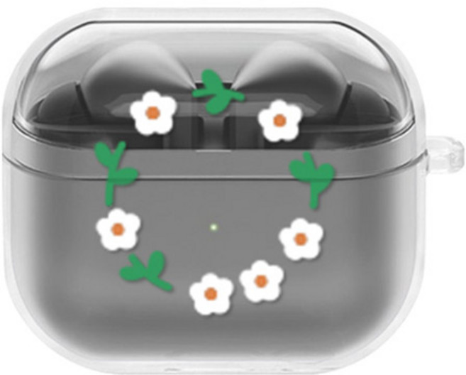 에잇클로드 문센트 일체형 클리어 하드 케이스, 화이트데이지, 갤럭시 버즈 3 / 3 프로, 1개