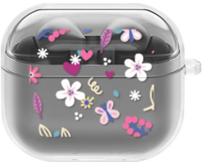 에잇클로드 문센트 일체형 클리어 하드 케이스, 핑크플라워, 갤럭시 버즈 3 / 3 프로, 1개