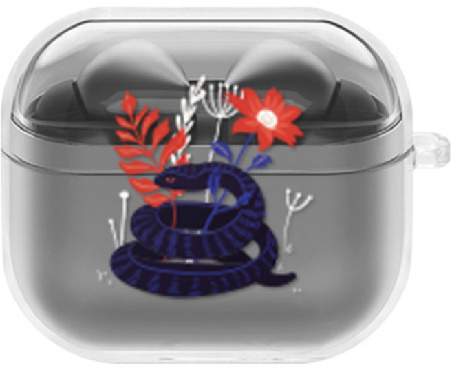 에잇클로드 심플리 갤럭시 버즈3 / 버즈3 프로 공용 일체형 클리어 무선 이어폰 하드 케이스, 스네익바이올렛, 1개