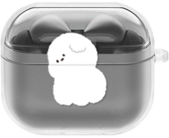 에잇클로드 큐티츄 일체형 클리어 하드 이어폰 케이스 갤럭시 버즈3 / 버즈3 프로, 흰동푸, 1개