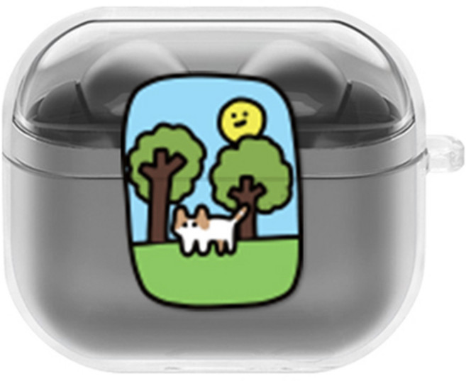 에잇클로드 큐티츄 일체형 클리어 하드 이어폰 케이스 갤럭시 버즈3 / 버즈3 프로, 여름냥, 1개