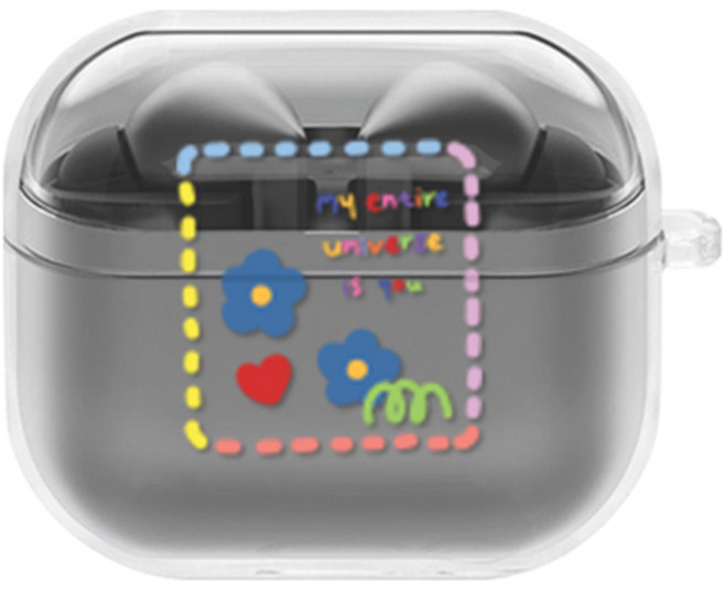 에잇클로드 큐티츄 일체형 클리어 하드 이어폰 케이스 갤럭시 버즈3 / 버즈3 프로, 블루플라워, 1개