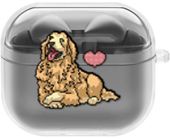 에잇클로드 큐티츄 일체형 클리어 하드 이어폰 케이스 갤럭시 버즈3 / 버즈3 프로, 엔젤리트리버, 1개