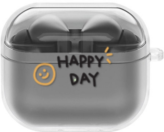 에잇클로드 문센트 일체형 클리어 하드 케이스, 해피데이, 갤럭시 버즈 3 / 3 프로, 1개