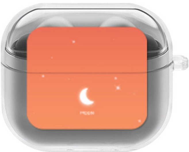 에잇클로드 문센트 일체형 클리어 하드 케이스, 오렌지문, 갤럭시 버즈 3 / 3 프로, 1개