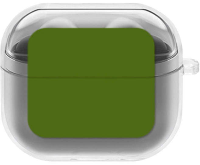 에잇클로드 심플리 갤럭시 버즈3 / 버즈3 프로 공용 일체형 클리어 무선 이어폰 하드 케이스, 올리브그린, 1개