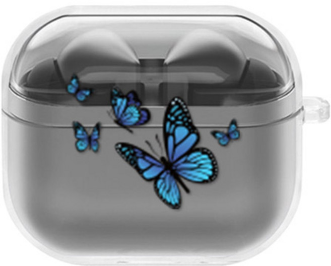 에잇클로드 문센트 일체형 클리어 하드 케이스, 블루나비, 갤럭시 버즈 3 / 3 프로, 1개