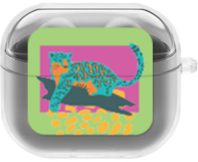 에잇클로드 심플리 갤럭시 버즈3 / 버즈3 프로 공용 일체형 클리어 무선 이어폰 하드 케이스, 레오파드, 1개