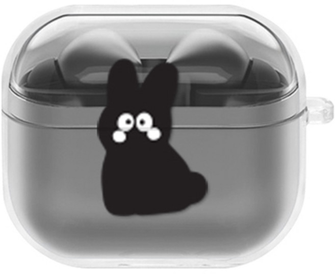에잇클로드 큐티츄 일체형 클리어 하드 이어폰 케이스 갤럭시 버즈3 / 버즈3 프로, 나어디있토끼, 1개