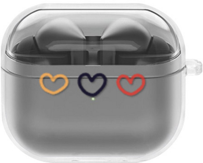 에잇클로드 문센트 일체형 클리어 하드 케이스, 하트시그널, 갤럭시 버즈 3 / 3 프로, 1개