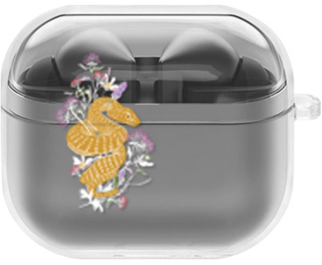 에잇클로드 심플리 갤럭시 버즈3 / 버즈3 프로 공용 일체형 클리어 무선 이어폰 하드 케이스, 스네익스모크, 1개