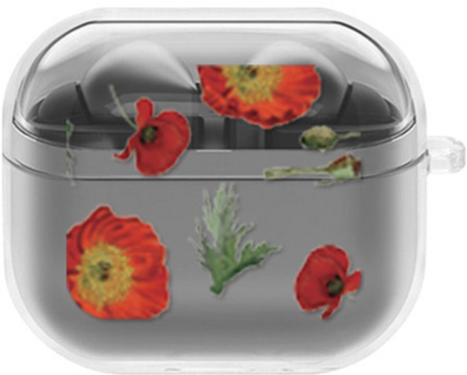 에잇클로드 문센트 일체형 클리어 하드 케이스, 레드포피, 갤럭시 버즈 3 / 3 프로, 1개