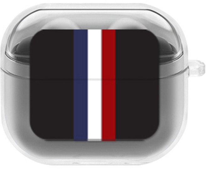 에잇클로드 심플리 갤럭시 버즈3 / 버즈3 프로 공용 일체형 클리어 무선 이어폰 하드 케이스, 블랙원블루, 1개