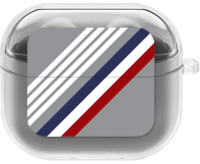 에잇클로드 심플리 갤럭시 버즈3 / 버즈3 프로 공용 일체형 클리어 무선 이어폰 하드 케이스, 사선그레이블루, 1개