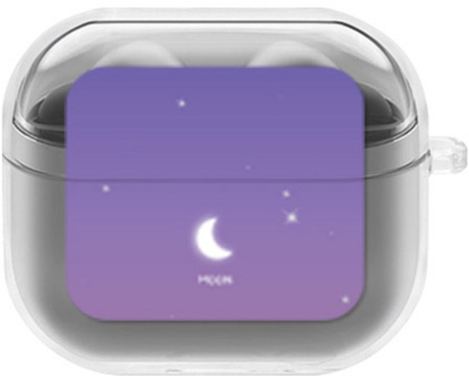 에잇클로드 문센트 일체형 클리어 하드 케이스, 퍼플문, 갤럭시 버즈 3 / 3 프로, 1개