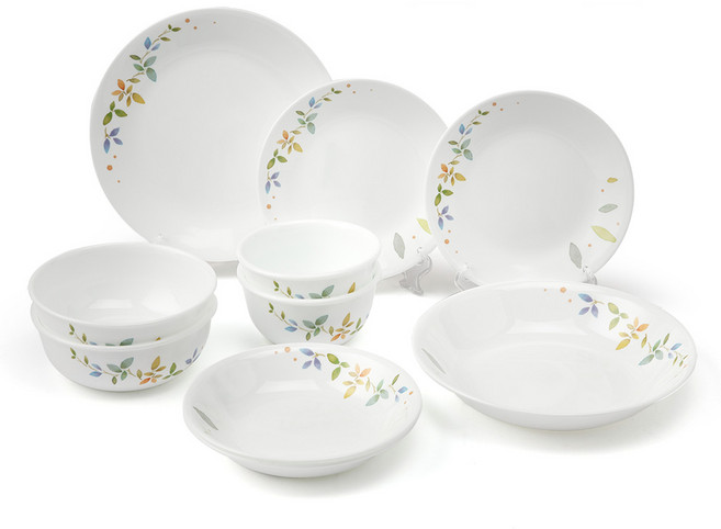 코렐 로맨틱가든 2인 한국형 듀오 식기 세트 10p, 혼합색상, 공기 2p + 대접 2p + 원형소접시 2p + 원형중접시 + 찬기중 2p +  찬기대, 1세트