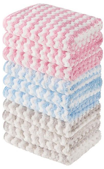 comet Kitchen 廚房用超細纖維抹布 粉色 3條 + 藍色 3條 + 灰色 4條, 1組