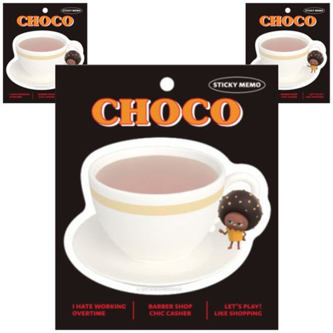 브레드이발소 점착 메모잇, 초코, 1개, 3개입