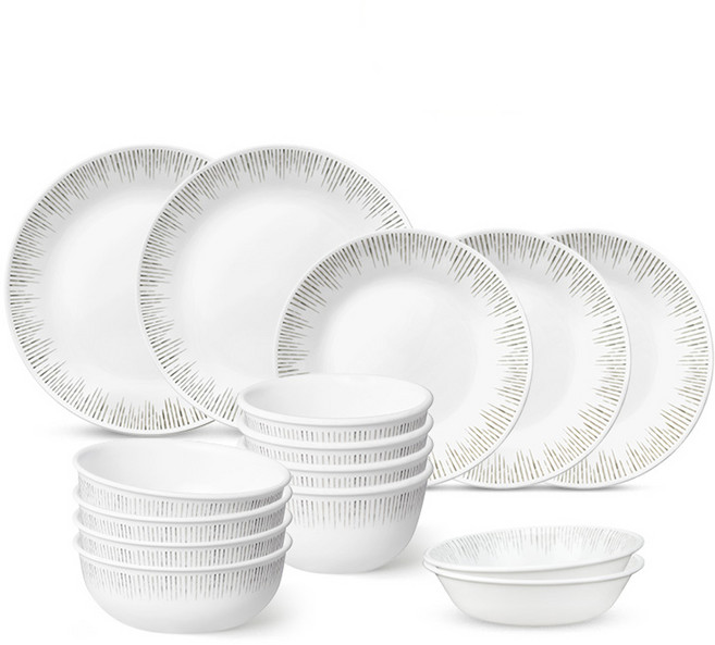 Corelle Brands 康寧餐具 頂級餐飲 4人韓式餐具組 15件組, 混合色, 餐具15件, 1套