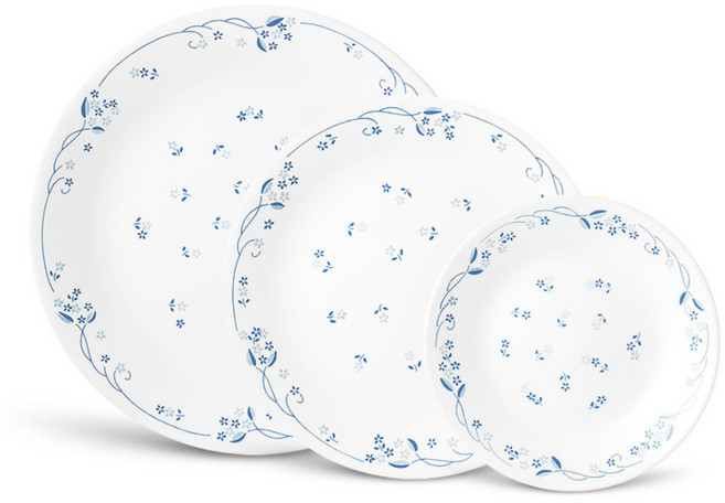 Corelle Brands 康寧餐具 Provincial Blue 圓形盤3件組, 1套, 圓形盤 小 + 中 + 大, 混合色