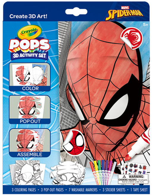 Crayola 繪兒樂 Pops 蜘蛛人可水洗麥克筆著色遊戲 7色, 1個, 混合色