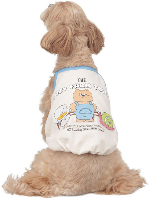 반려동물 몽슈슈 레이지 팜 슬리브리스 상의, 베이지, 1개