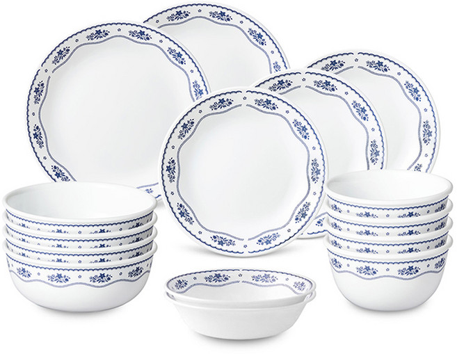 코렐 프렌치 도일리 4인 한국형 식기 세트 15p, 혼합색상, 식기 15p, 1세트